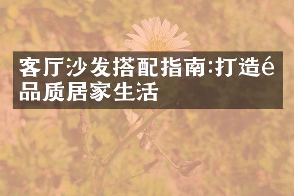 客厅沙发搭配指南:打造高品质居家生活