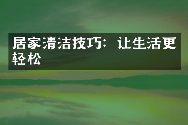 居家清洁技巧：让生活更轻松