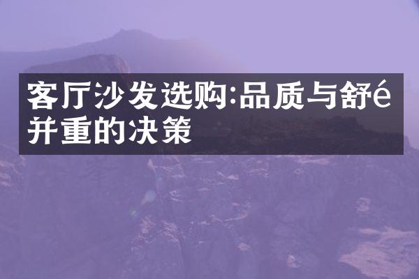 客厅沙发选购:品质与舒适并重的决策