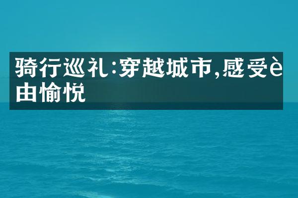 骑行巡礼:穿越城市,感受自由愉悦