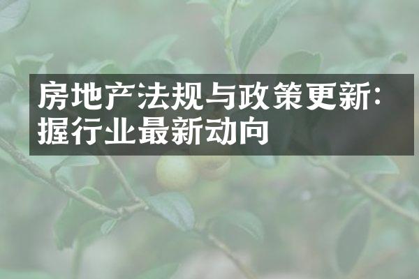 房地产法规与政策更新:把握行业最新动向