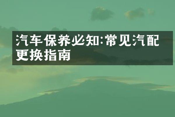 汽车保养必知:常见汽配件更换指南