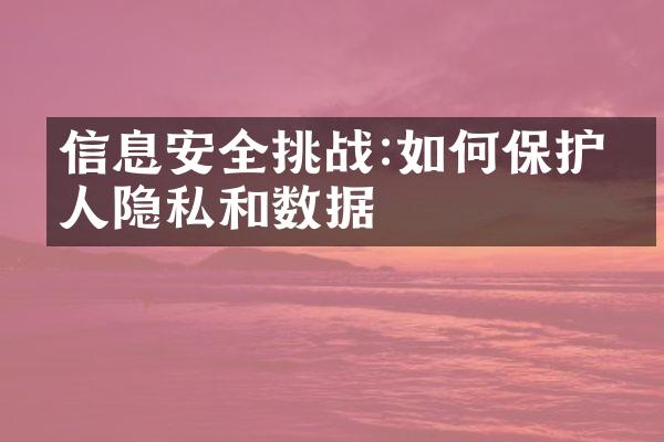 信息安全挑战:如何保护个人隐私和数据