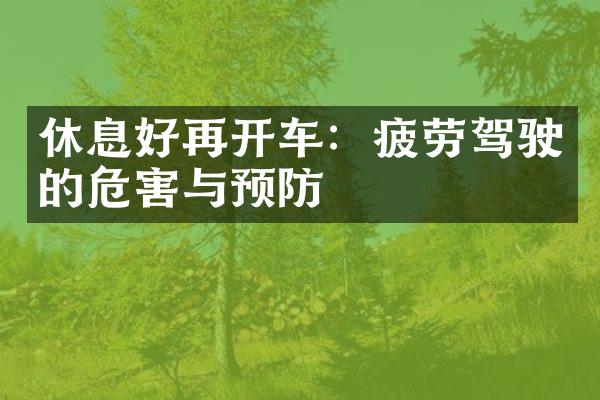 休息好再开车：疲劳驾驶的危害与预防