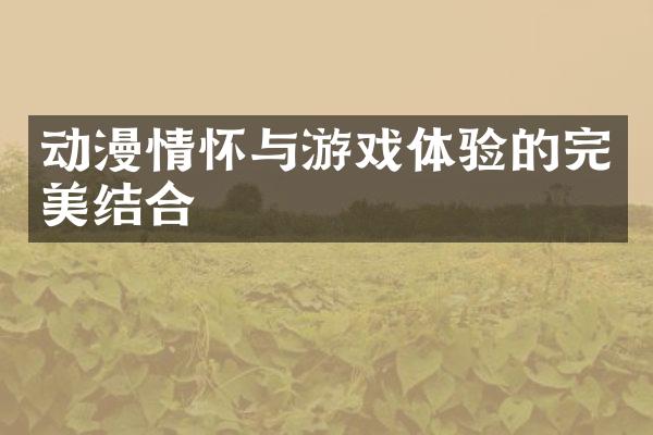 动漫情怀与游戏体验的完美结合