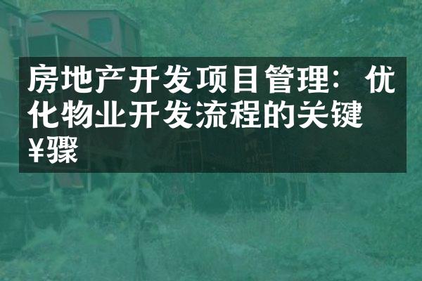 房地产开发项目管理：优化物业开发流程的关键步骤
