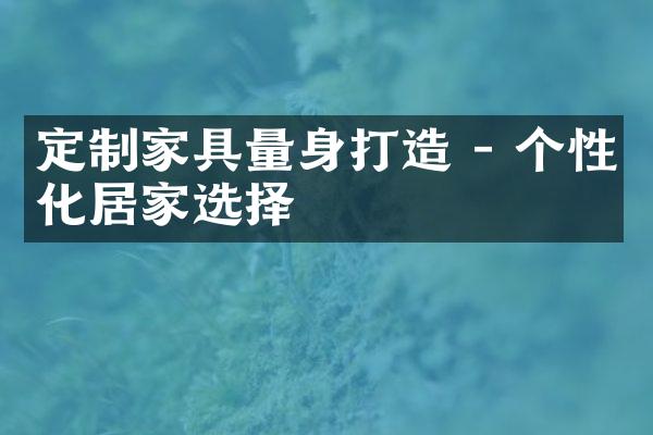 定制家具量身打造 - 个性化居家选择