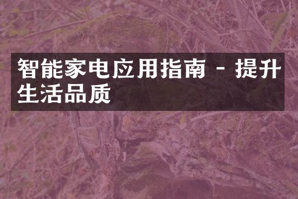智能家电应用指南 - 提升生活品质