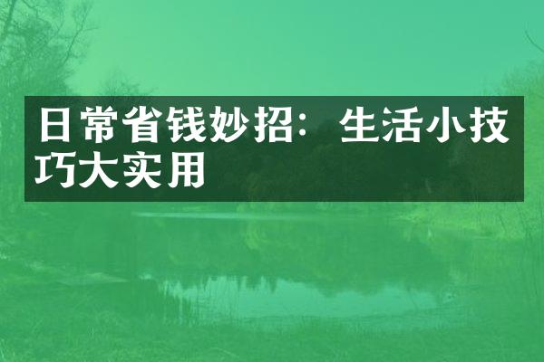日常省钱妙招：生活小技巧大实用