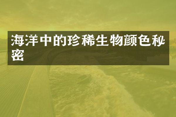 海洋中的珍稀生物颜色秘密
