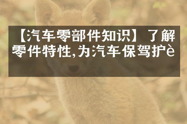 【汽车零部件知识】了解零件特性,为汽车保驾护航