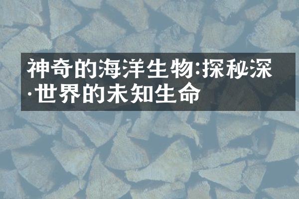 神奇的海洋生物:探秘深海世界的未知生命
