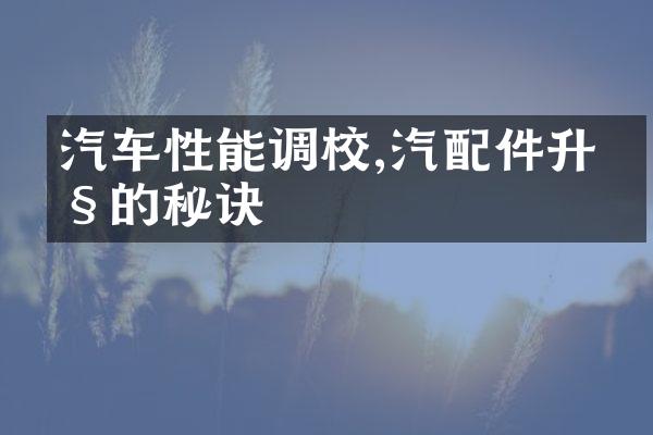 汽车性能调校,汽配件升级的秘诀