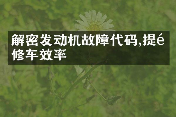 解密发动机故障代码,提高修车效率