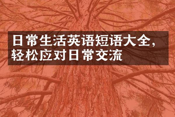 日常生活英语短语大全，轻松应对日常交流