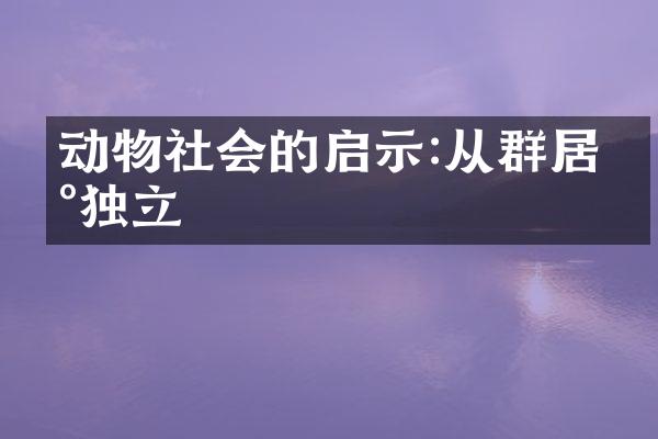 动物社会的启示:从群居到独立