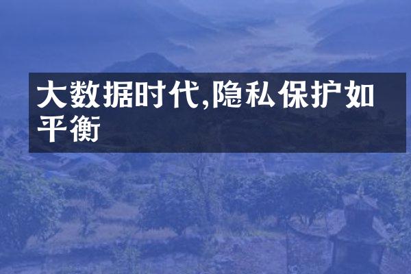 大数据时代,隐私保护如何平衡