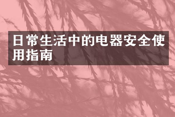 日常生活中的电器安全使用指南