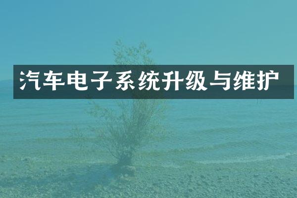 汽车电子系统升级与维护