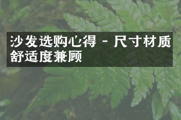 沙发选购心得 - 尺寸材质舒适度兼顾