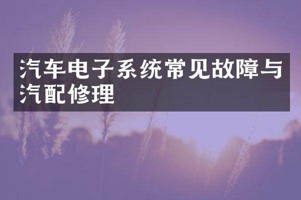 汽车电子系统常见故障与汽配修理