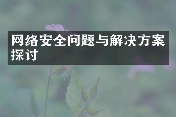 网络安全问题与解决方案探讨
