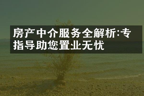 房产中介服务全解析:专业指导助您置业无忧
