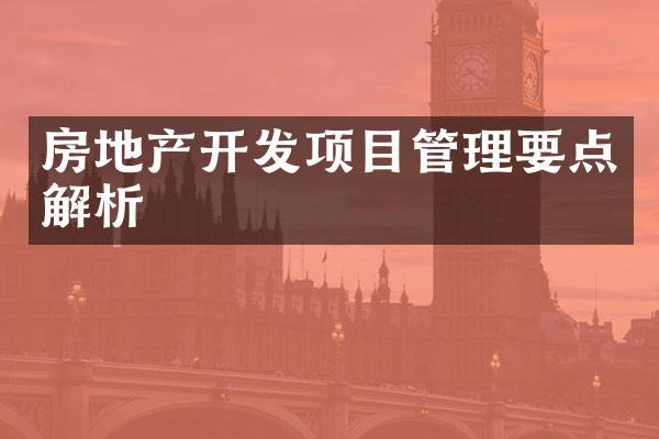 房地产开发项目管理要点解析