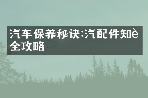 汽车保养秘诀:汽配件知识全攻略