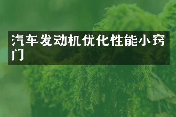 汽车发动机优化性能小窍门