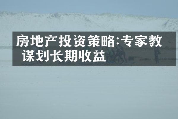 房地产投资策略:专家教你谋划长期收益