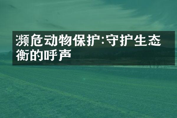 濒危动物保护:守护生态平衡的呼声