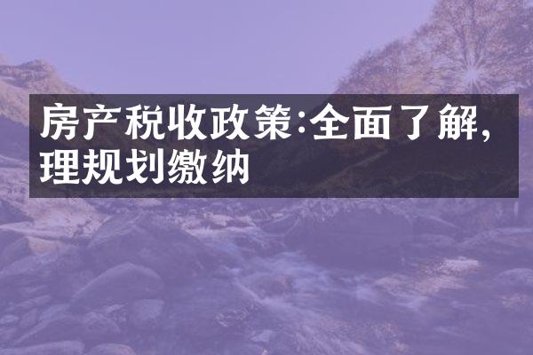 房产税收政策:全面了解,合理规划缴纳