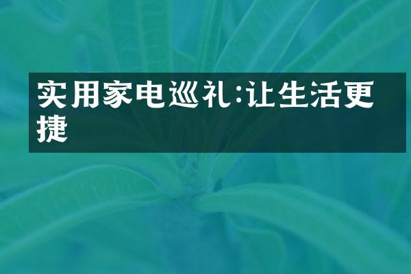 实用家电巡礼:让生活更便捷
