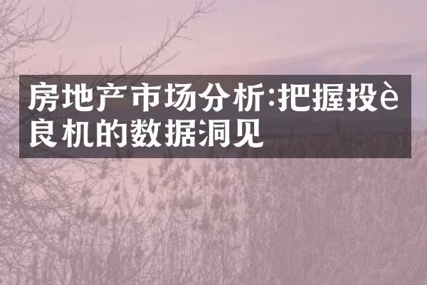 房地产市场分析:把握投资良机的数据洞见