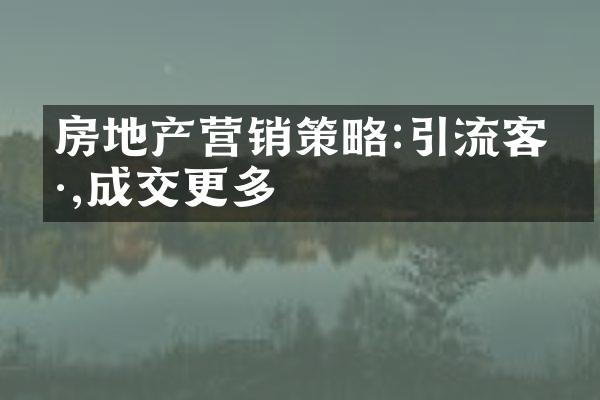 房地产营销策略:引流客户,成交更多