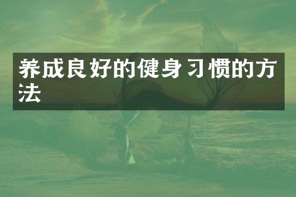 养成良好的健身习惯的方法