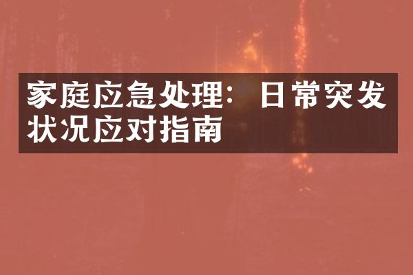 家庭应急处理：日常突发状况应对指南