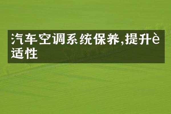汽车空调系统保养,提升舒适性