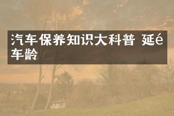 汽车保养知识大科普 延长车龄