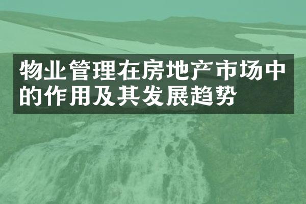 物业管理在房地产市场中的作用及其发展趋势