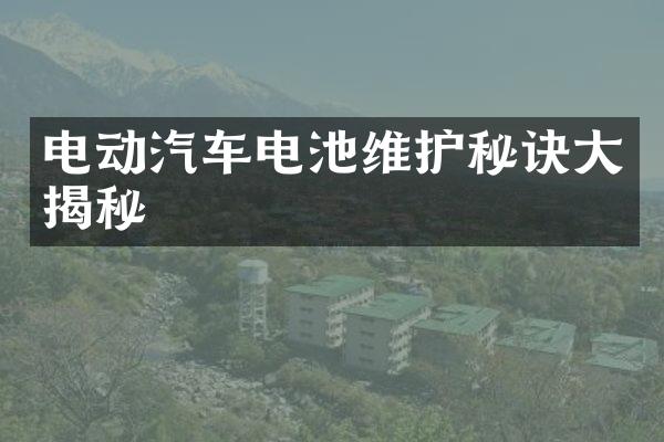 电动汽车电池维护秘诀大揭秘