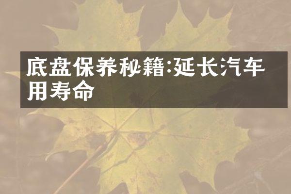 底盘保养秘籍:延长汽车使用寿命