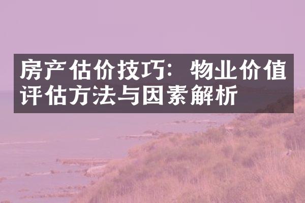 房产估价技巧：物业价值评估方法与因素解析