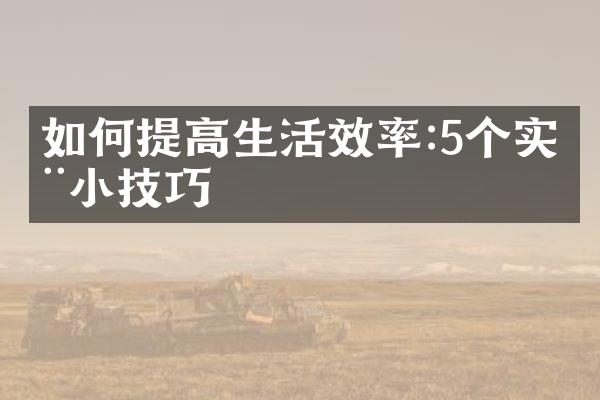 如何提高生活效率:5个实用小技巧