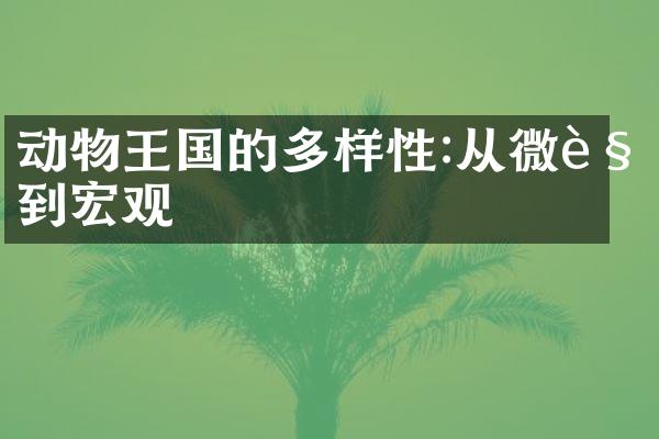 动物王国的多样性:从微观到宏观