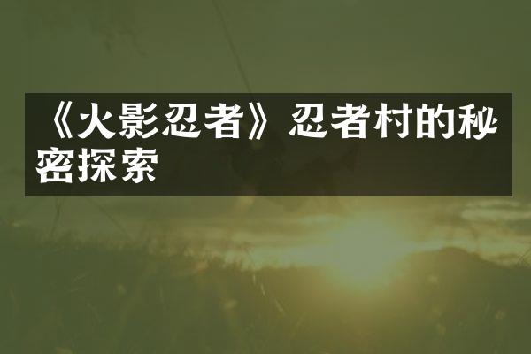 《火影忍者》忍者村的秘密探索
