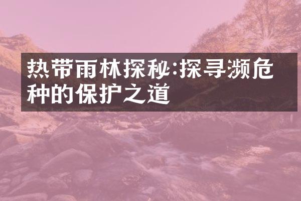 热带雨林探秘:探寻濒危物种的保护之道