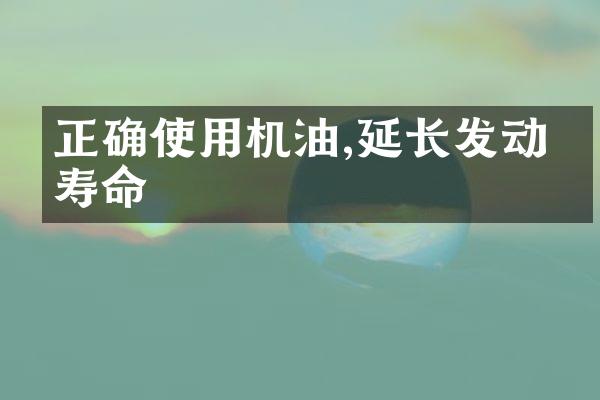 正确使用机油,延长发动机寿命