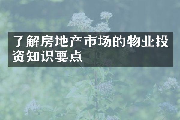 了解房地产市场的物业投资知识要点